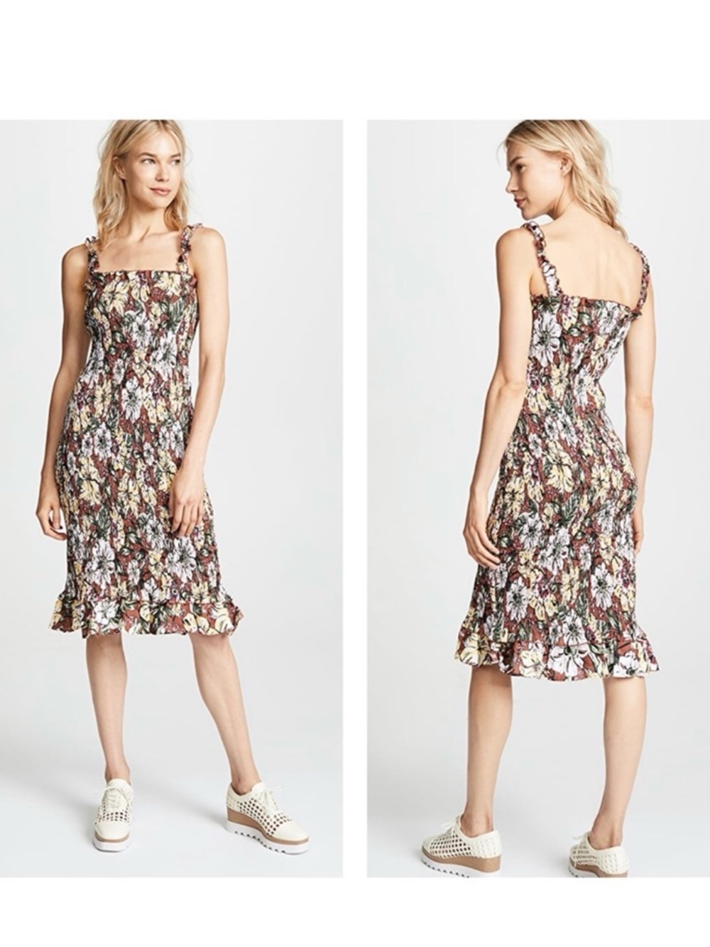 NWT FAITHFULL THE BRAND Maya Floral Smocked Dress size Large